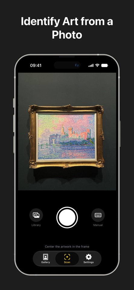 Artology: Art Identifier mobile app screenshot showing Identify art from a photo