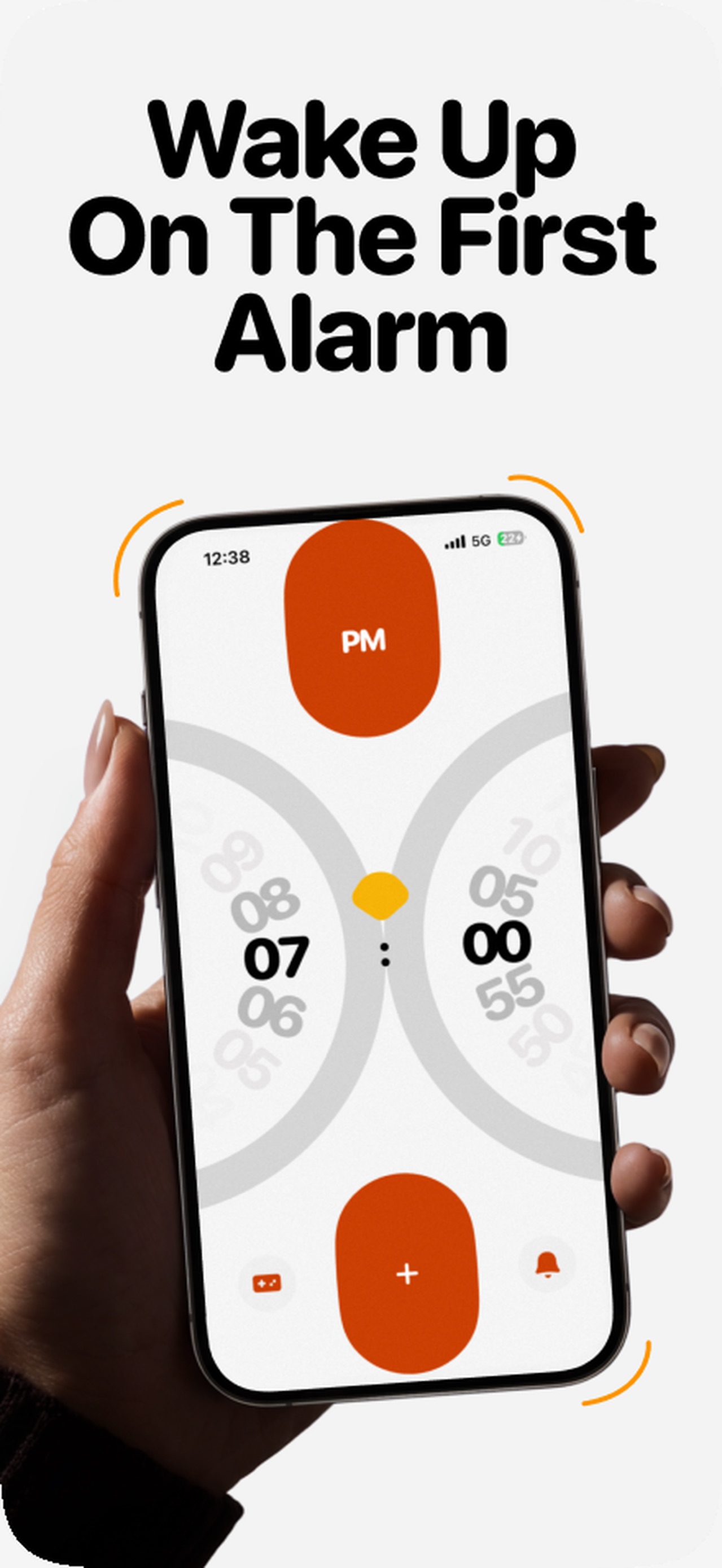 Clucky - Loud Alarm Clock mobile app screenshot showing Set the first alarm