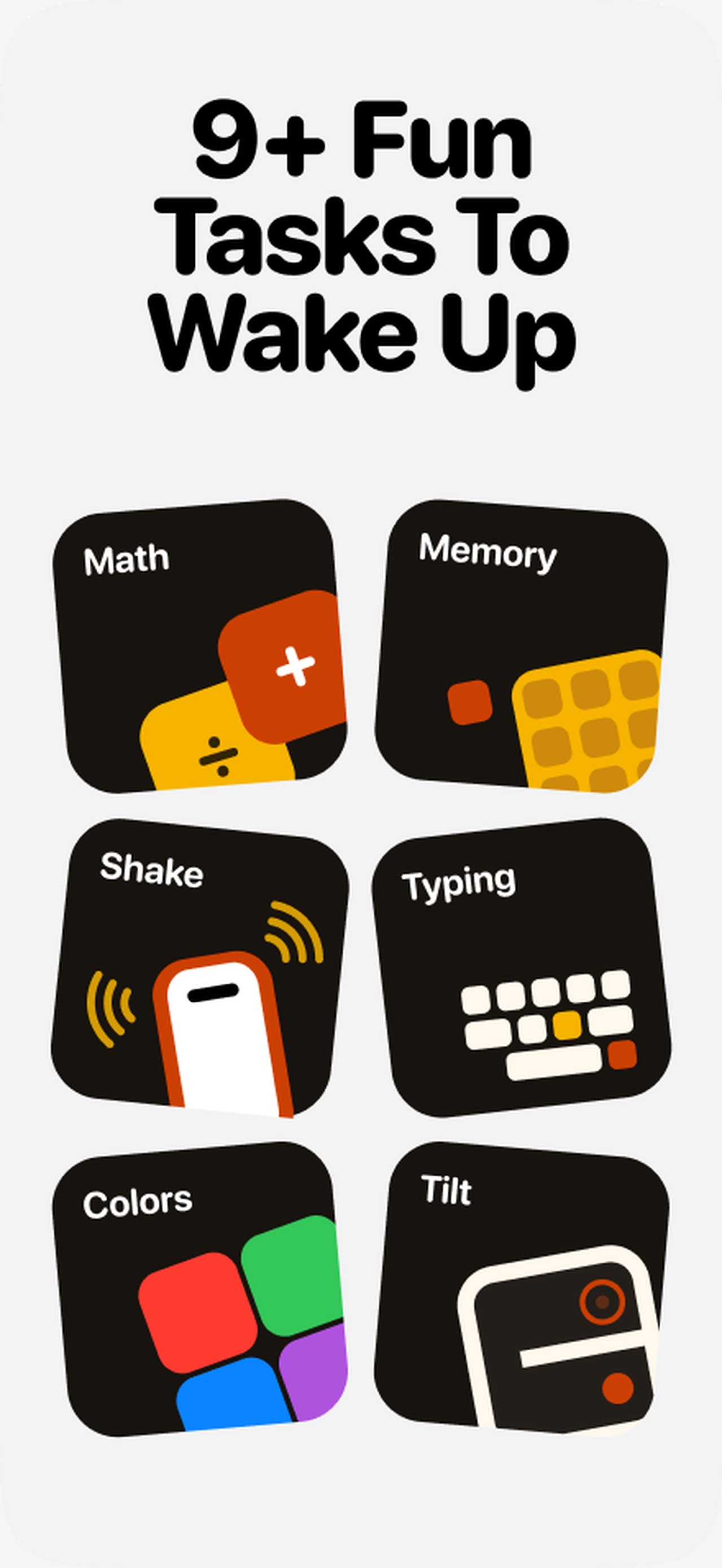 Clucky - Loud Alarm Clock mobile app screenshot showing Pick the challenge