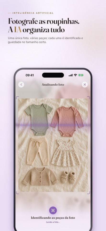 Enxovaly: Baby Checklist mobile app screenshot showing Photograph the clothes